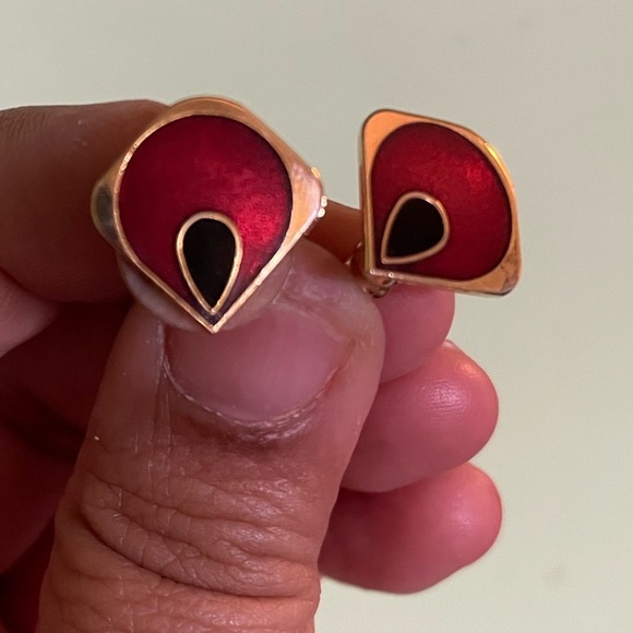 Peacock Feather Cuff Bangle and Earrings - Picture 10 of 13